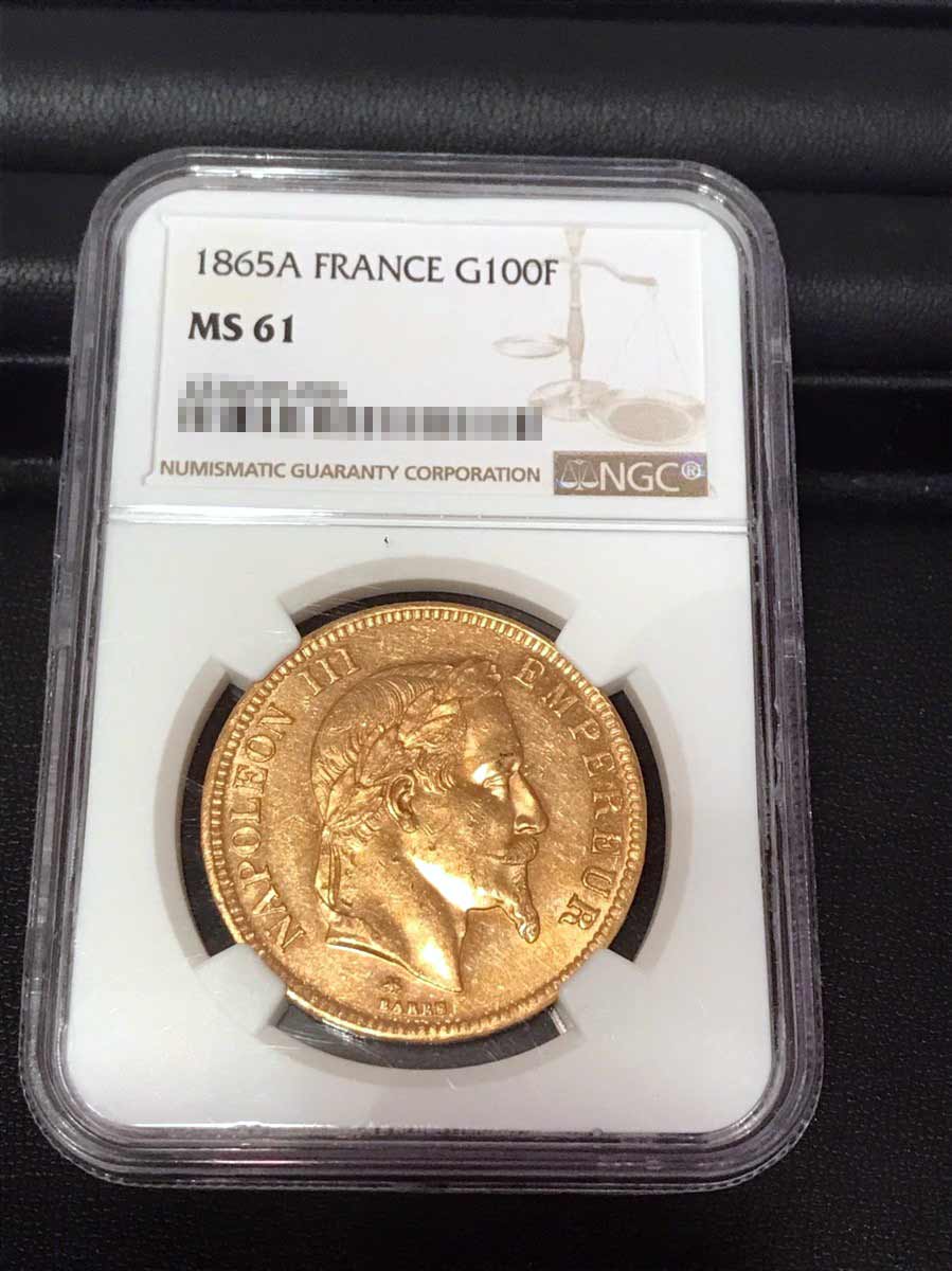 1865年 100フラン金貨 MS61の画像