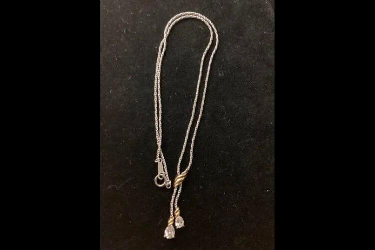 Pt850 K18 ペアシェイプD0.83ct ネックレス 6.7ｇ