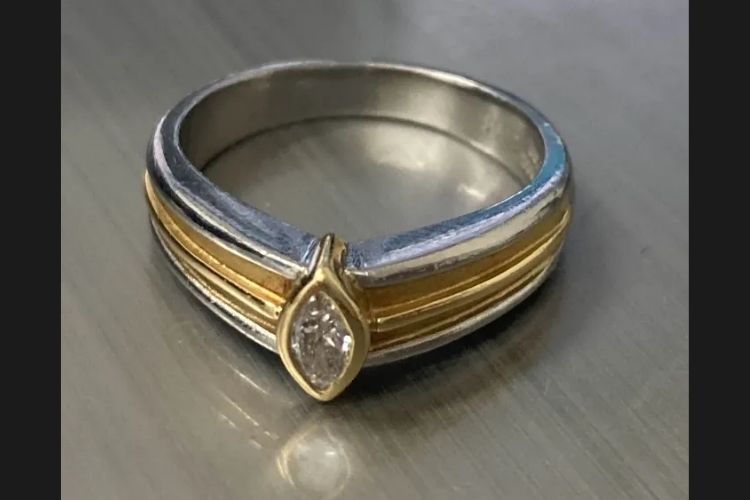 K18/Pt900 リング D0.3ct 6.14g